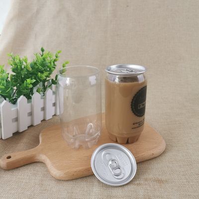 Boîtes de café 350ml en plastique ouvertes faciles des couvercles 65mm d'ANIMAL FAMILIER clair