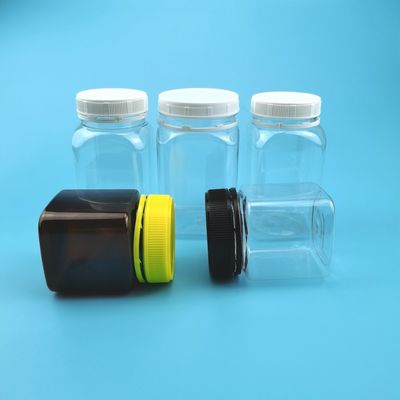 la nourriture en plastique de la médecine 320ml cogne la bouteille carrée d'ANIMAL FAMILIER de miel avec le chapeau évident de bourreur