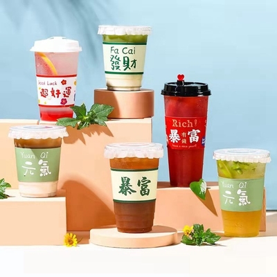 tasses de thé jetables de bulle de 500ml pp avec Straw Frosted Plastic Drink Cups