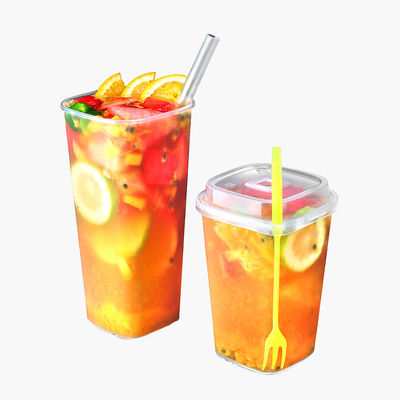 Tasses en plastique de la bulle pp de la place 24Oz 500ml Boba à mur unique