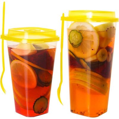 Tasses en plastique de la bulle pp de la place 24Oz 500ml Boba à mur unique